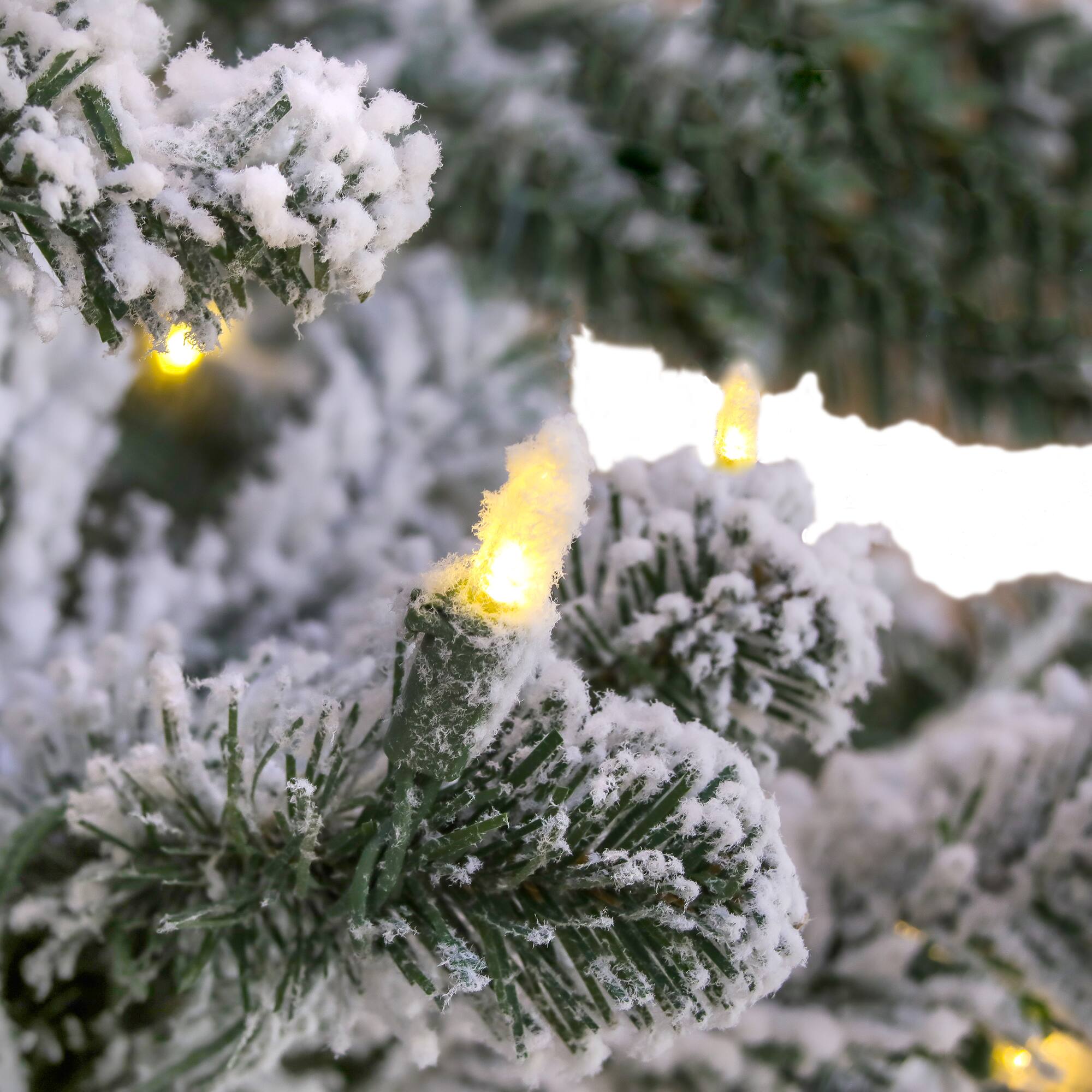 9ft. Pre-Lit Snowy Hudson Artificial Christmas Tree, Warm White LED Lights
